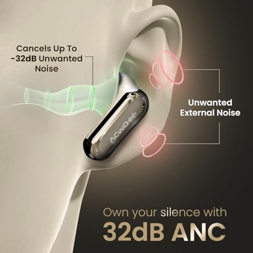 Image of DwOTS 717 PRO | ANC up to 32dB, 40HRS Playback, Fast Charging, Dual Pairing, Quad-mic ENC, Instant auto Connect, IPX5, Bluetooth v5.4, True Wireless Earbuds with mic (Pearl Cream)