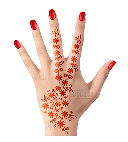 Buy Apcute Stencil Mehandi Design Set Of 2 Piece Henna Tattoo Stencil For Women Girls And Kids Easy To Use In Just 4 Steps Premium Design Collection Design No