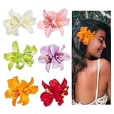 6 Colors Bohemian Artificial Flower Hairpin,Flower Hair clip Hawaiian Hairpin for Seaside Holiday,Bridal Hair Bobby Pins Headwear for Women Girls(Twin Flowers)