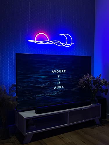 Image of LED Decorative Lights USB Mountains Sunrise Sunset Led Neon Signs Home Decoration Wall Art Holiday Gift Brightness Adjustable 16.5''x9.5''