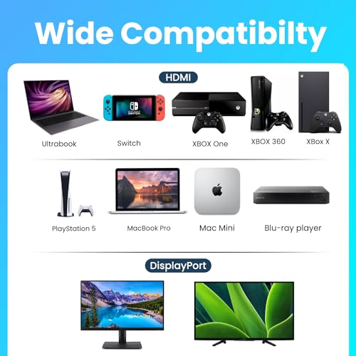 uptab HDMI to DisplayPort Adapter 8K, HDMI 2.1 to DP 1.4 for HDMI Equipped Systems to Connect to DisplayPort Monitors - Compatible with PS5 Xbox One/X/S and PlayStation 5 and More - Thumbnail 5