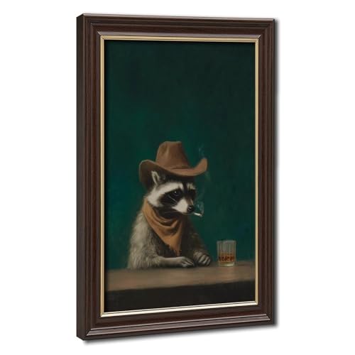 Poster cowboy raton laveur amusant sur toile robuste grand format 61x91 cm