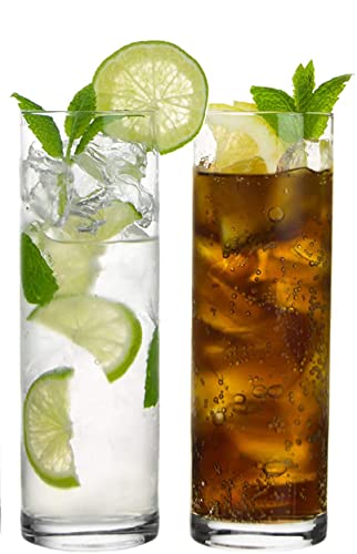 Image of Premium 350ML Juice Glasses Drinking Glasses, Highball Lead-Free Glasses, Tumblers for Water, Juice, Beer, Cocktail and Mixed Drinks - Pieces, Transparent (Tall Glasses, 2 Count (Pack of 1))