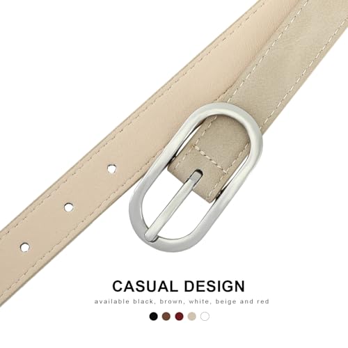 Women Skinny Belts for Jeans Pants Dresses Faux Leather Thin Waist Ladies Belt with Gold Buckle4