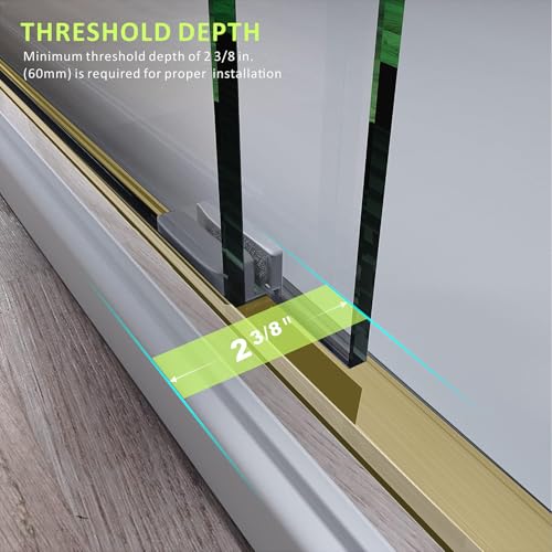 Shower Doors Glass Sliding 44-48 inch W x 72 inch H Bathroom Shower Enclosure Brushed Gold Finish,1/4\" Tempered Certified Clear Glass Semi-Frameless Shower Glass Door