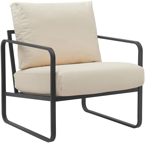 CLP Lounger Manea I Fauteuil Relax en Similicuir ou en Tissu I avec Structure métallique Stable I Fauteuil Club rembourré, Couleur:crème,...