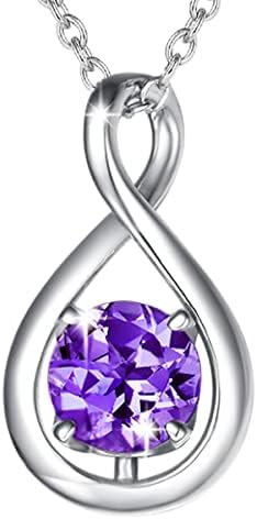 FANCIME 925 Sterling Silver Aquamarine Necklace Infinity March Birthstone Pendant with Gemstone Mother's Day Birthday Present Fine Jewellery Gifts for Women Girls Her - Adjustable Chain:16+2 Inch