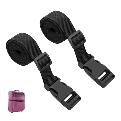 2 Pack Luggage Suitcase Straps 1.5m, Adjustable Utility Webbing Strap with Quick Release Buckle, Heavy Duty for Backpacking, Camping, Hiking, Sleeping Bag Compression, Suitcases &