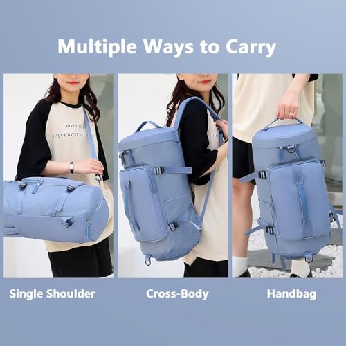 Image of 28L Polyester Gym Duffel Shoulder Bag for Women Men for Sports, Waterproof Dufflebag with Shoe and Wet Clothes Compartments Travel Backpack Workout Carry On Weekender Colour-Dark Blue