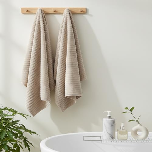 NALIVO Extra Large Microfiber Bath Towels Set of 4, 30 x 60 Inches Oversized Quick Dry Shower Towels, Lint Free Super Absorbent & Ultra Soft Body Towels for Bathroom, Gym, Travel, SPA （Beige） — view 3