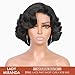 Lady Miranda Short Curly Wig Short Bob Loose Wave Wigs for Black Women Lace Part Wig Side Part Wigs Nature Curly Synthetic Heat Resistant Weave Full Wigs for Women(Black)