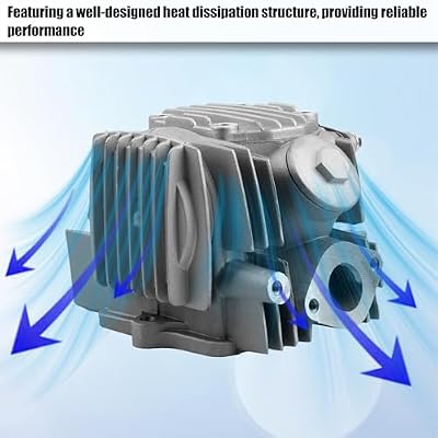 PowerMotor 52.4mm Cylinder Head Assembly with Spark Plug and Gaskets for 4-Stroke 1P52FMH Horizontal Engine 110cc ATV Dirt Pit Bike Go Karts Quad 4 Wheeler Dune Buggys Motorcycle