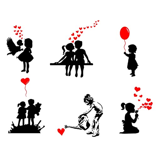 SUPERDANT Banksy Saint Valentin Stickers Muraux Amour Coeur Ballon Stickers Muraux Banksy Inspiré Stickers Il Y A Toujours Espoir Valentines Stickers pour Chambre Décorations D'Intérieur