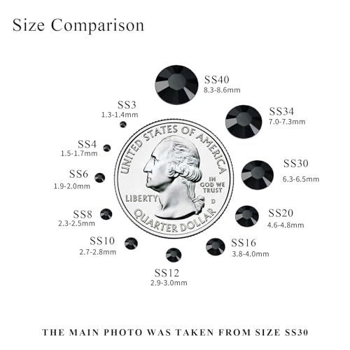 Image of 1440PCS SS4 Black Flatback Rhinestones, Round Glass Crystal Gems for Nail Art and Craft Clothes, Glue Fix Diamond Stones (1.5-1.7mm)