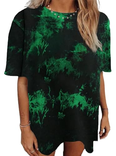 Image of Remidoo Women's Casual Oversized T Shirt Short Sleeve Graphic Tee Letter Tie Dye Shirts