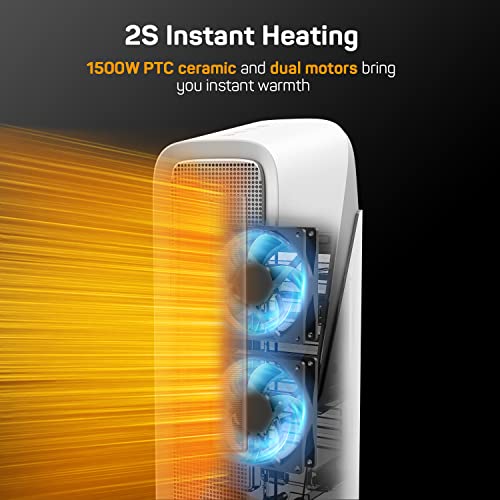 Dr. Prepare Space Heater, 1500W Fast Heating Ceramic Electric Heater, Child Lock, 80° Oscillating, Overheating & Tip-Over Protection, Portable Heater For Bedroom, Office #TOP1