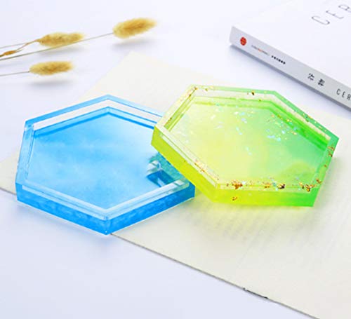 4 Pack Hexagon Silicone Coaster Molds - Silicone Resin Mold, Clear Epoxy Molds for Casting with Resin, Concrete, Cement and Polymer Clay - Thumbnail 5