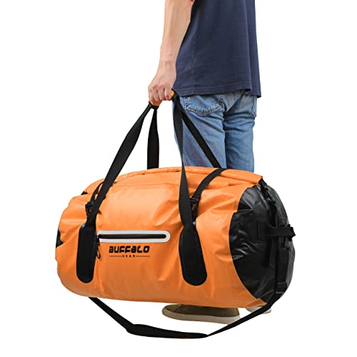 Buffalo Gear Waterproof Duffel Bag 80L Heavy Duty Duffle Bag Travel Dry Bag for Kayaking, Rafting, Boating, Fishing, Camping, Orange - Thumbnail 5