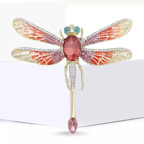 Image of Dragonfly Brooch and Pins for Women Enamel /Rhinestone Crystal Dragonfly Animals Brooches Jewelry for Mom Wife Elegant Dress Accessories Birthday Gifts