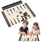 YANGUN Backgammon Spiel Set, 2 Spieler Reisespiel zum Aufrollen, Backgammon...