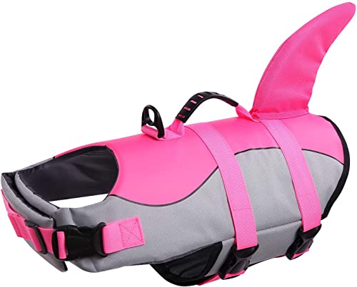 INVENHO Dog Life Jacket Ripstop Dog Safety Vest Adjustable Preserver with High Buoyancy and Durable Rescue Handle for Small, Medium, Large Dogs(L,Purple)