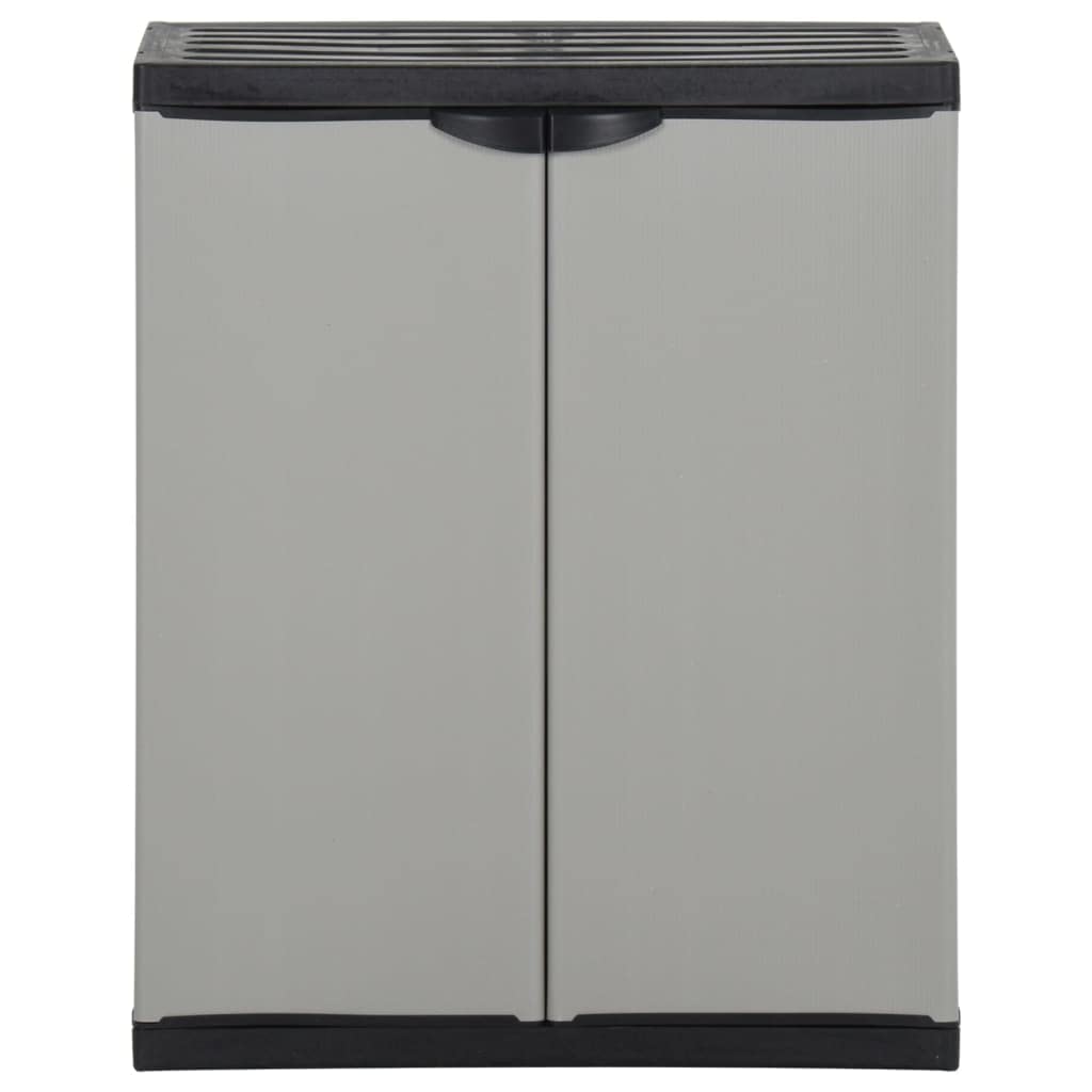 Mülltonnenbox Grau Schwarz 68x40x85 cm PP Mülltonne mit Regal 3 Recycling Müllbeutel Garten Abfall Schrank Kunststoff Müllsammler für Haushalt Außenbereich