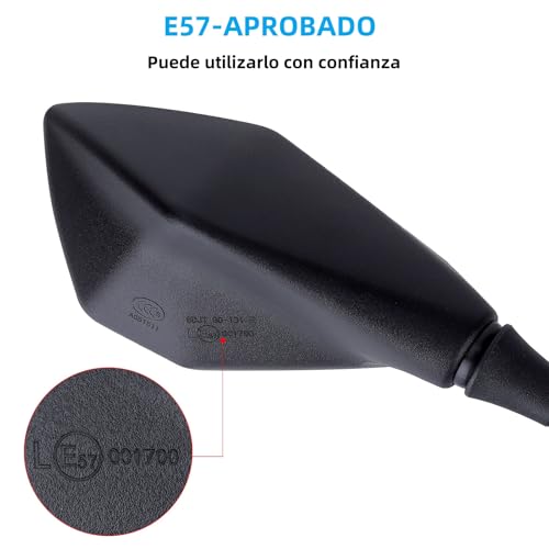 Miniatura 2 de Cretassion Espejos Retrovisores Moto Homologados E57, 1 Par Espejos Moto Laterales Rotación, Espejosmoto M10 Para Scooter Atv Moped Motocicletas Roller