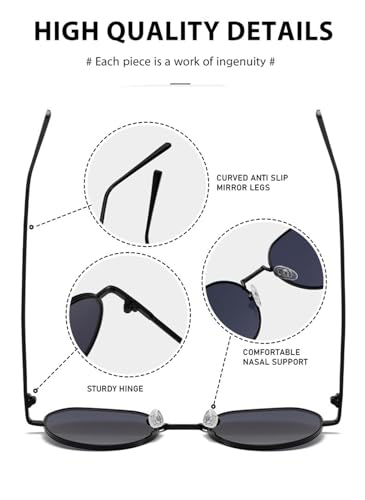 Lunettes de soleil UV400 monture ronde métal homme femme conduite - 3