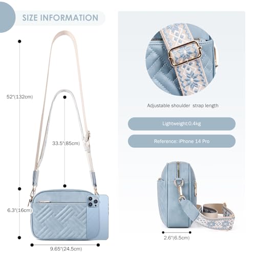 Roulens Small Quilted Crossbody Bags for Women Vegan PU Leather Shoulder Handbags Women's Purses with Wide Strap - Image 4