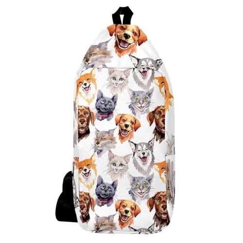 Sac à dos à bandoulière anti-encombrement motif animaux sauvages
