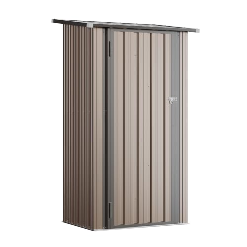Aoxun 3’x2.1’ Outdoor Metal Storage Shed with Lockable Doors, Metal Sheds Outdoor Storage, Steel Utility Tool Shed for Patio, Garden, Backyard and Lawn, Brown
