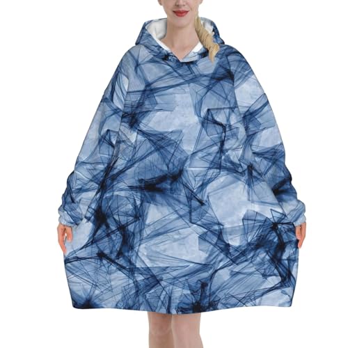 Plaid à manches imprimé marbre bleu pour soirée canapé cocooning