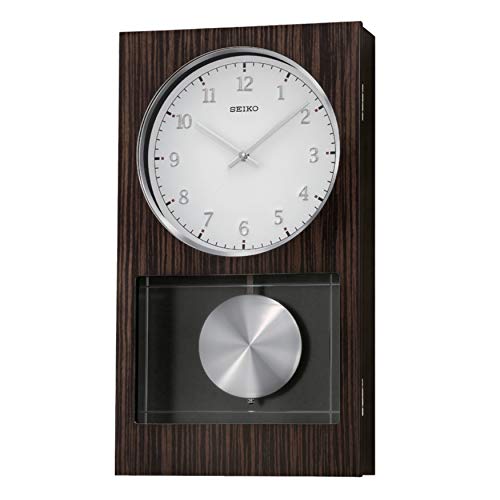 Seiko Modern Dark Wooden Wall Clock With Pendulum And Dual Chimes #TOP12