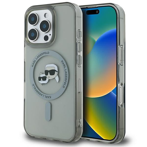 CG MOBILE Karl Lagerfeld KLHMP16LHLSKCK Coque pour iPhone 16 Pro 6,3" Noir Coque rigide IML Metal Karl & Choupette Head