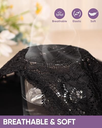 Image of Women's High Waisted Underwear Ladies Lace Sexy Panties Breathable Soft Stretch 4 Pack Full Coverage