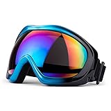 JTENG スキーゴーグル スノーボードゴーグル 球面レンズ 耐衝撃 防雪/防塵/防風 紫外線カット アウトドア 登山 バイク スノボ ゴーグル 男女兼用 (ブルー)