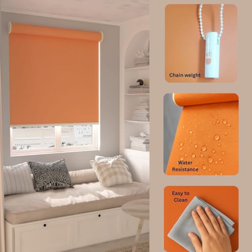 Image of 100% Blackout Roller Blinds for Windows | UV Protection & Thermal Insulated Fabric | Privacy Window Shades for Home & Office | Easy Install