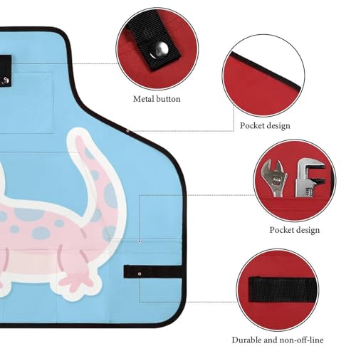 Delantal de herramientas con estampado de axolote y 8 bolsillos miniatura 3