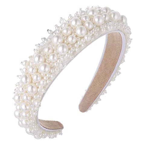 Molain Faux Pearl Rhinestone Headband for Women Cover