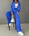 KIRUNDO Womens Suits for Work Professional Spring Fall Two Piece Crop Blazer and Pants Set Matching Set Fashion Clothing (Blue, Medium)
