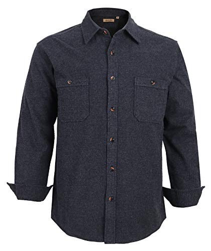 COEVALS CLUB Men's Long Sleeve 100% Cotton Casual Button Down Solid Soft Fleece Flannel Shirt (#11 Black, 3XL)