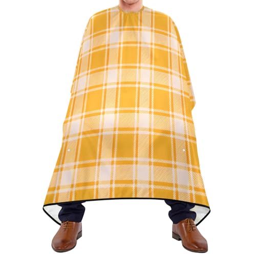 Capa de Barbería Impermeable Amarilla Naranja a Cuadros miniatura 1