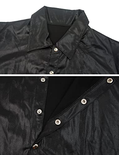 Image of AIEOE Men's Leather Metallic Shirts Shiny Slim Fit Stretch Top Wetlook Club Party Undershirts