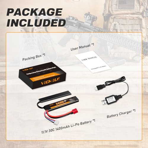 VICMILE 3S Airsoft Battery 11.1V 1400mAh Lipo Battery 30C(Burst 60C) Butterfly Battery Pack with Dean-Style T Plug Fit for Most Airsoft Model Guns Gel Water Bead Blaster with 11.1V USB Charge Cable - Thumbnail 7
