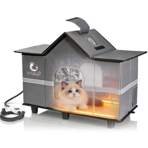 Cazacomzy Outdoor Heated Cat House Grey