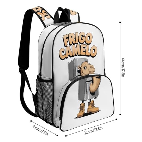 Frigo-Camelo Merch Large Travel Backpack Italian-Brainrot Meme Waterproof Lightweight Daypack White 44x32x19cm2