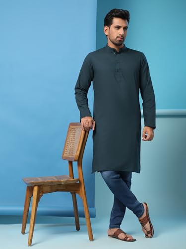 Image of SKAVIJ Mens Cotton Casual Wear Everyday Use Modern Kurta