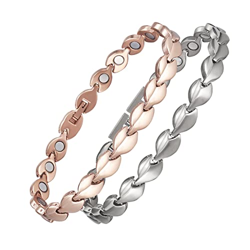 YINOX 2PCS Frauen Titan Magnetische Fußkettchen und Knöchel Armband mit...