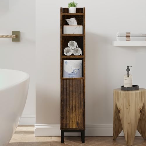 FerniTry Narrow Bathroom Storage Cabinet, Corner Toilet Paper Floor Cabinet