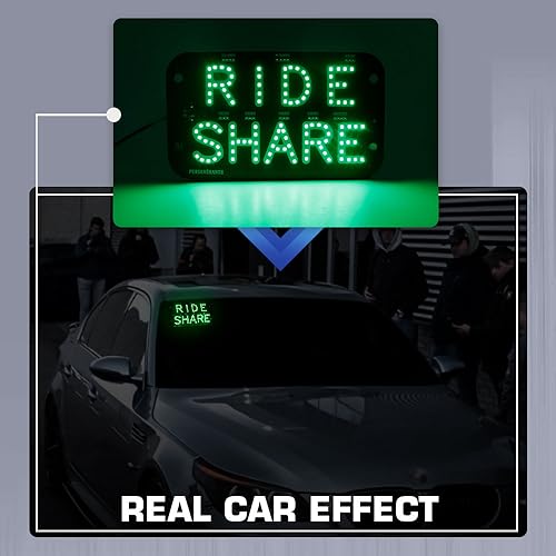 Image of YSY Juren LED Car Window Accessory Sign RIDESHARE for Ride Share Drivers Taxi Light (Green)